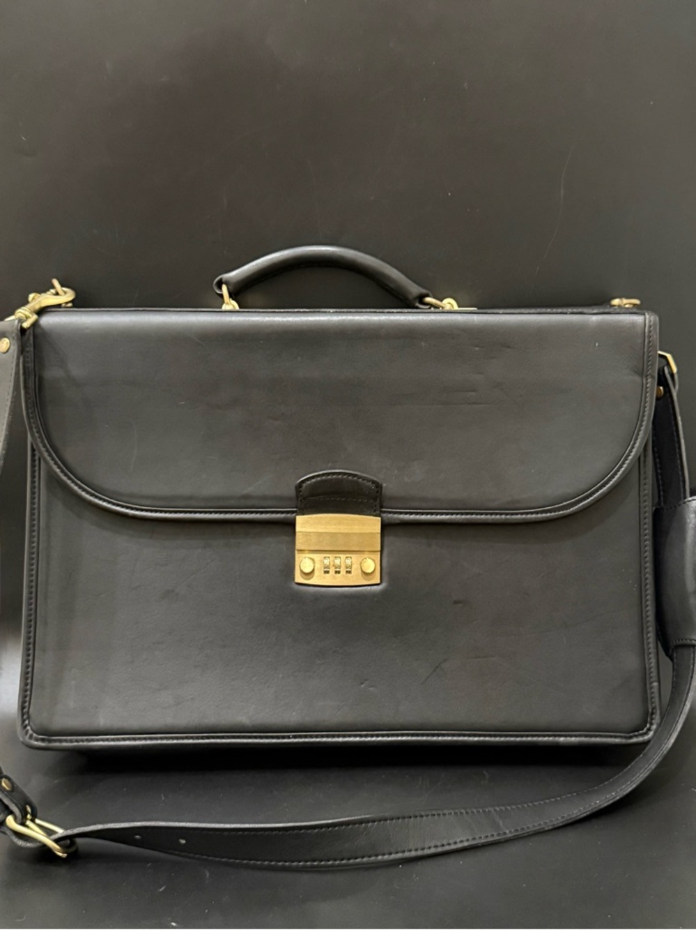 Vintage 90’s COACH Black Leather Diplomat Attache or Business Attaché Briefcase - Picture 1 of 16